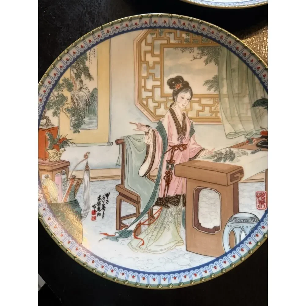 Vintage Imperial Jingdezhen Porcelain Beauties of Red Mansion Set of 6 Plates